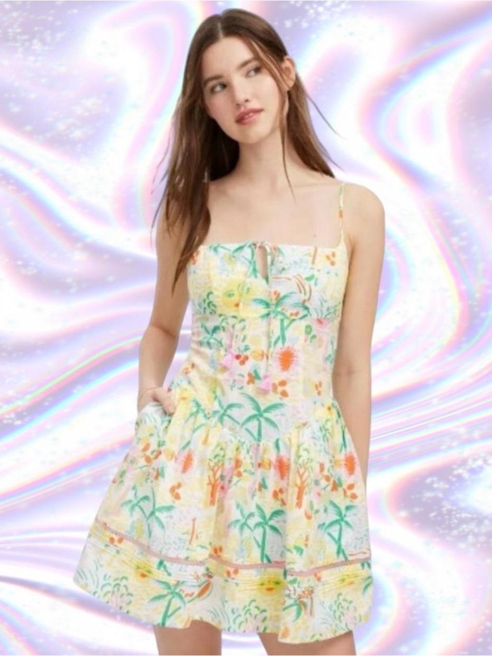 Roller Rabbit Yellow Tropical Floral Sundress